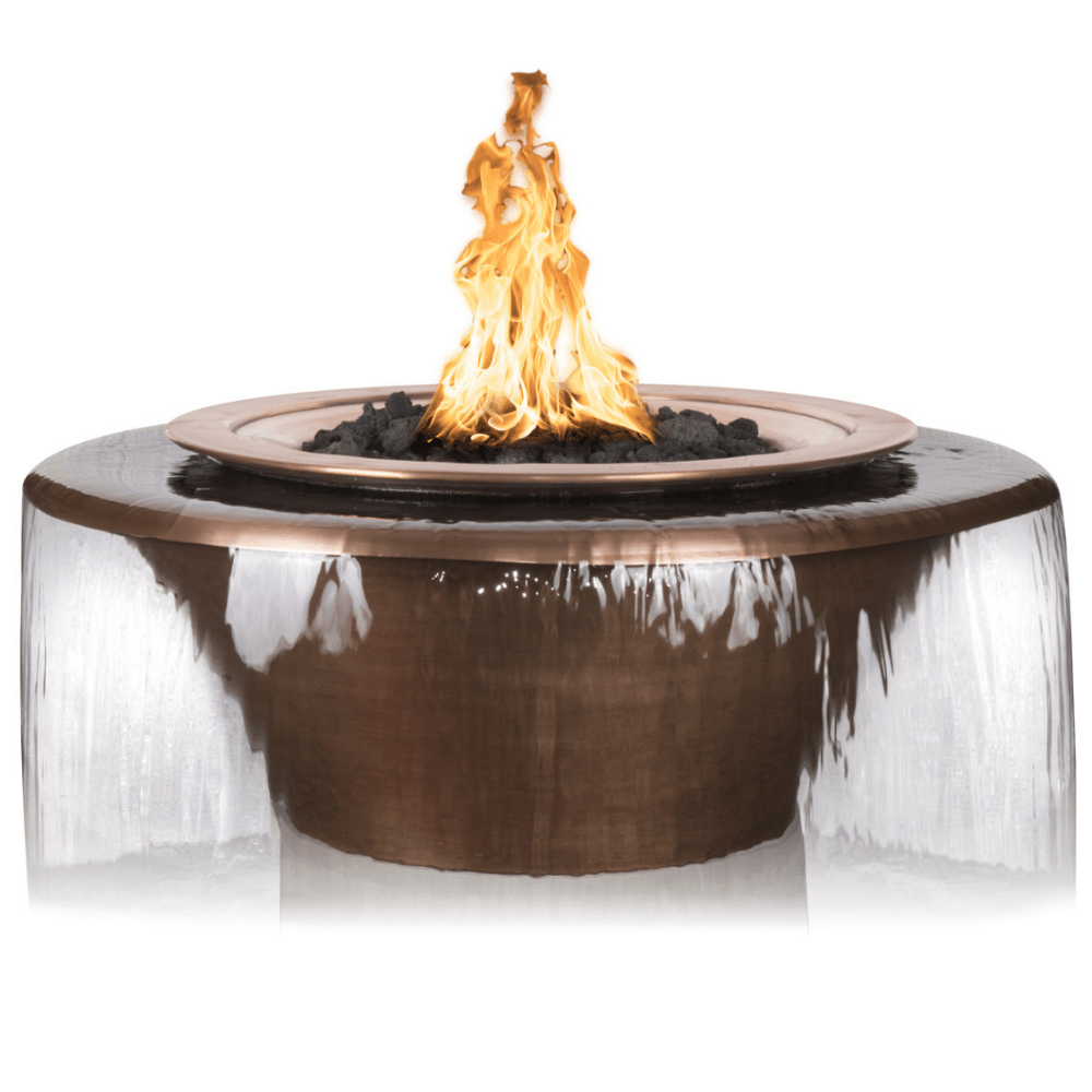 Outdoor Plus Cazo 36-Inch 360 Spillway Copper Gas Fire and Water Bowl - Electronic (OPT-36FW360E)