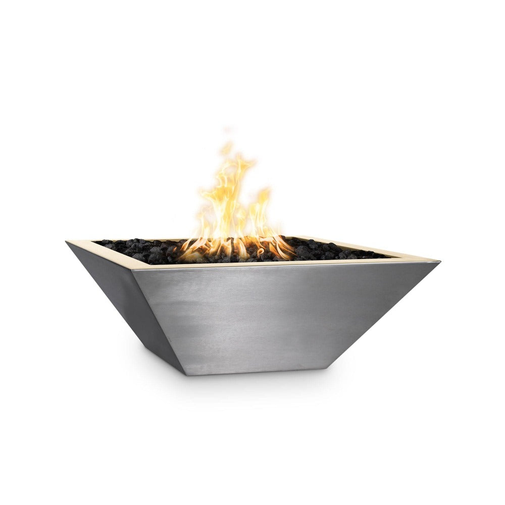 Outdoor Plus Maya 24-Inch Square Stainless Steel Gas Fire Bowl - Match Lit (OPT-103-SQ24WF)