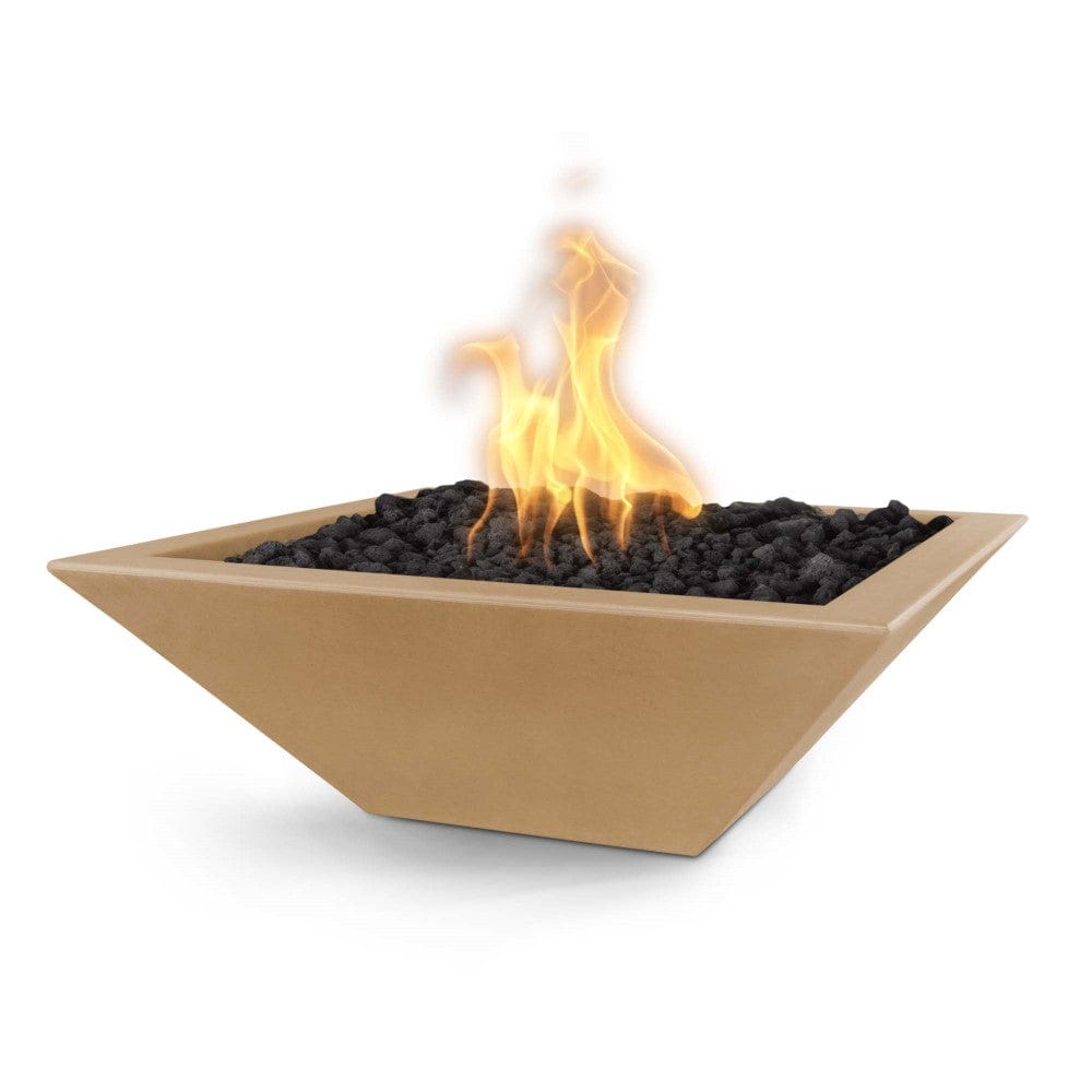 Outdoor Plus Maya 30-Inch Square Concrete Gas Fire Bowl - Match Lit (OPT-30SFO)