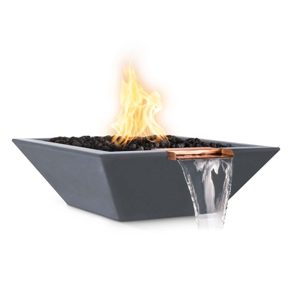 Outdoor Plus Maya 36-Inch Square Concrete Gas Fire and Water Bowl - Match Lit (OPT-36SFW)