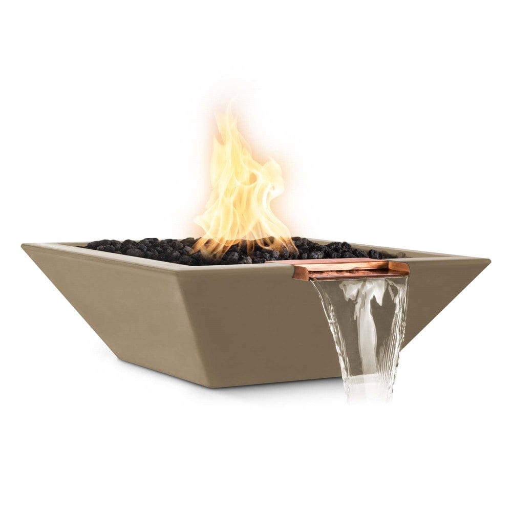 Outdoor Plus Maya 36-Inch Square Concrete Gas Fire and Water Bowl - Match Lit (OPT-36SFW)