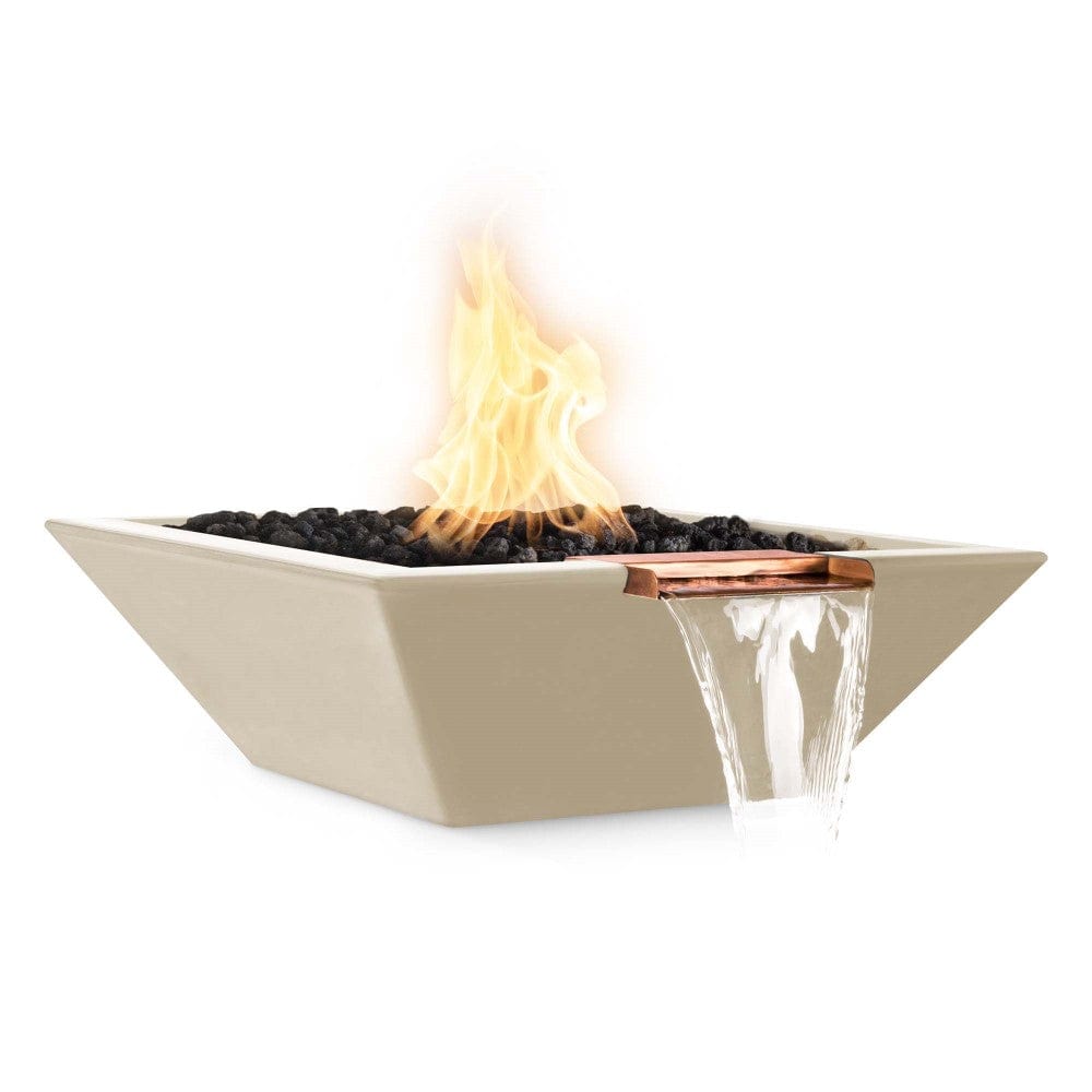 Outdoor Plus Maya 36-Inch Square Concrete Gas Fire and Water Bowl - Match Lit (OPT-36SFW)