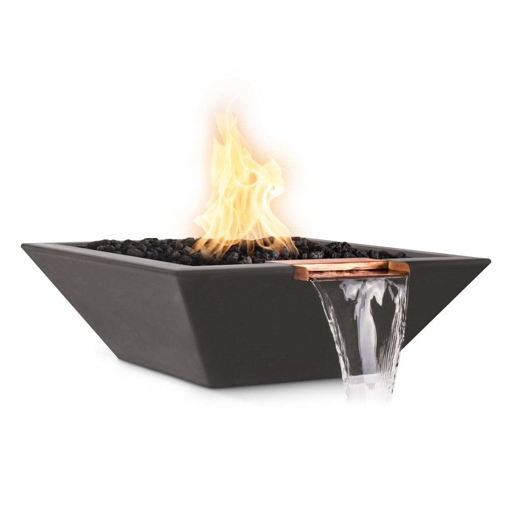Outdoor Plus Maya 36-Inch Square Concrete Gas Fire and Water Bowl - Match Lit (OPT-36SFW)