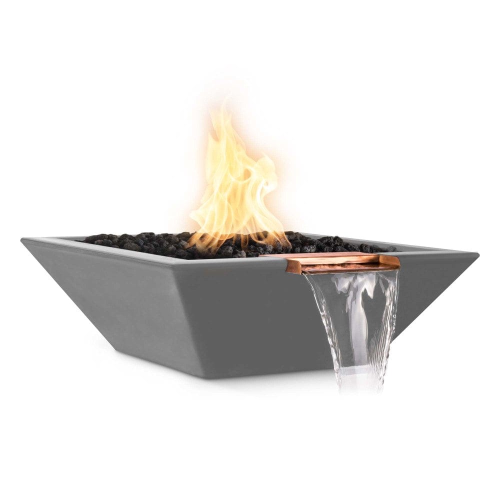 Outdoor Plus Maya 36-Inch Square Concrete Gas Fire and Water Bowl - Match Lit (OPT-36SFW)