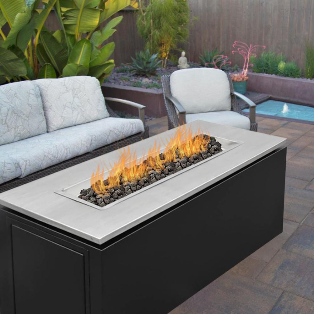 Outdoor Plus Merona 46-Inch Rectangular Fire Pit with Stainless Steel Top - Match Lit (TOP-MC4622)