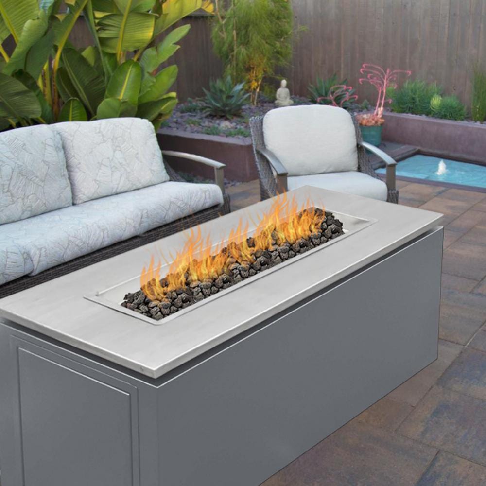 Outdoor Plus Merona 46-Inch Rectangular Fire Pit with Stainless Steel Top - Match Lit (TOP-MC4622)