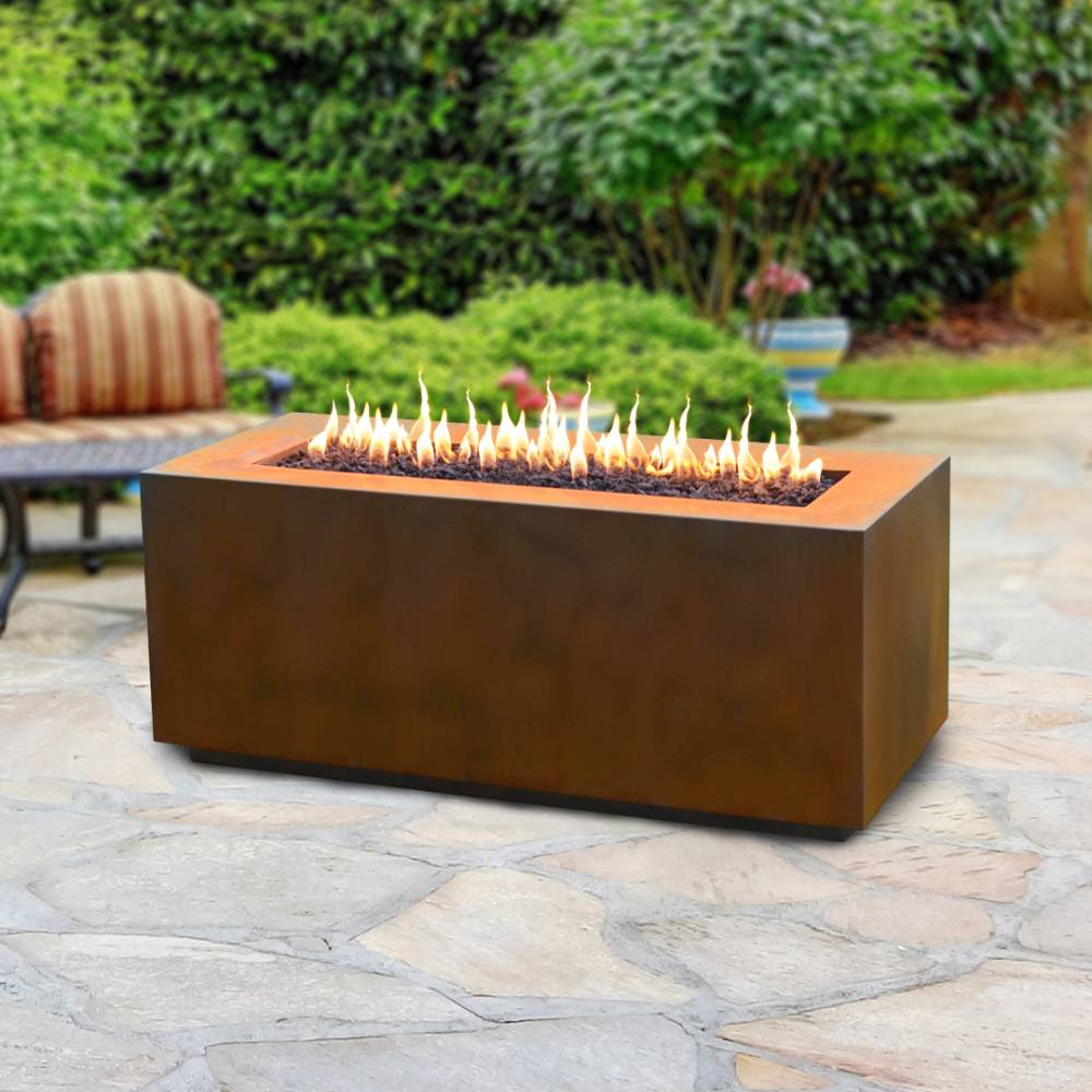 Outdoor Plus Pismo Corten Steel Gas Fire Pit - Match Lit