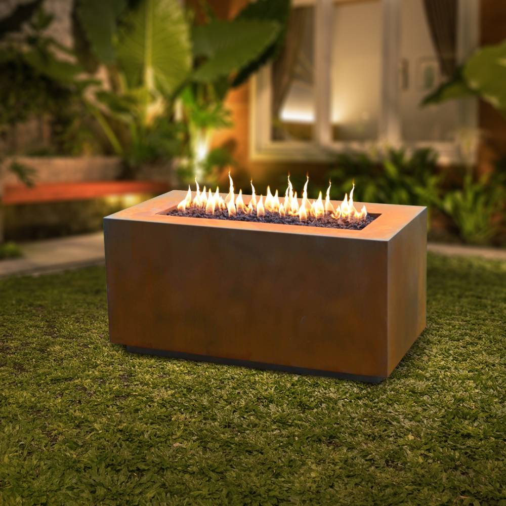 Outdoor Plus Pismo Corten Steel Gas Fire Pit - Match Lit