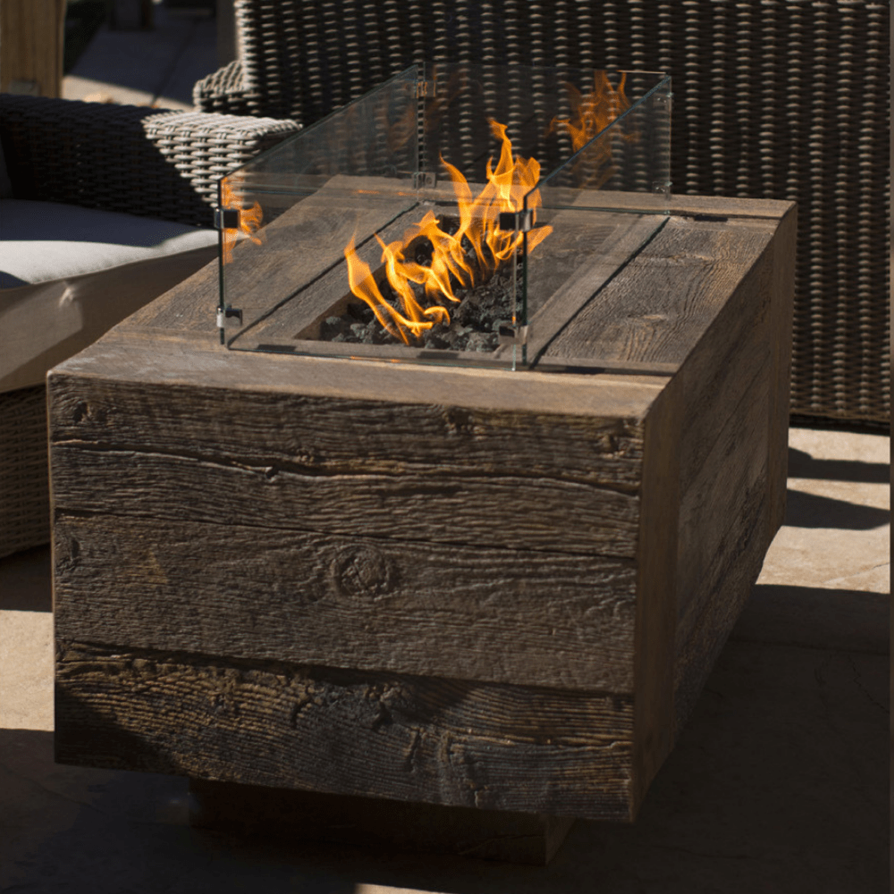 Outdoor Plus Catalina Rectangular GFRC Gas Fire Pit - Flame Sense