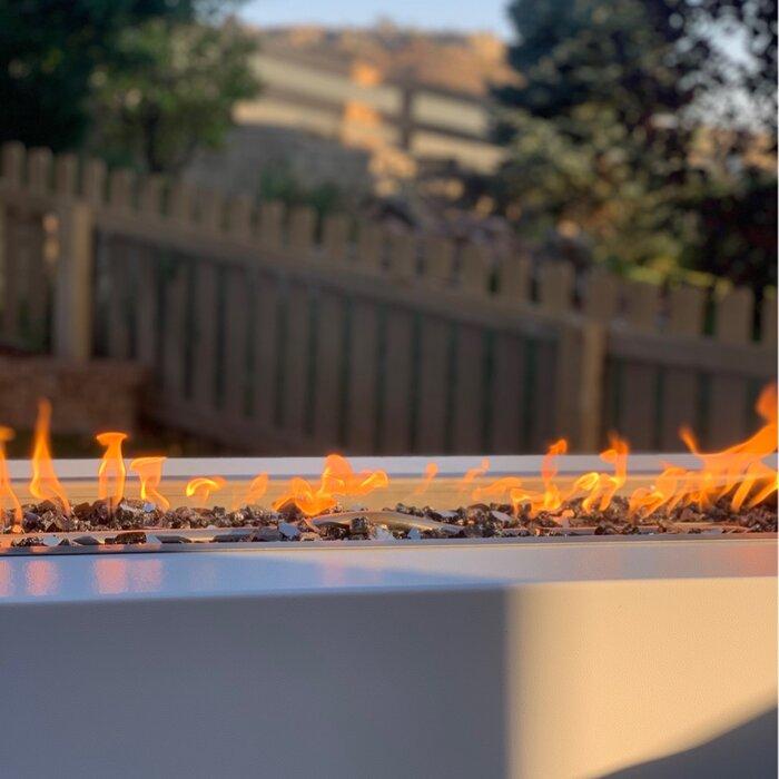 Outdoor Plus Pismo Rectangular Powder Coated Gas Fire Pit - Match Lit