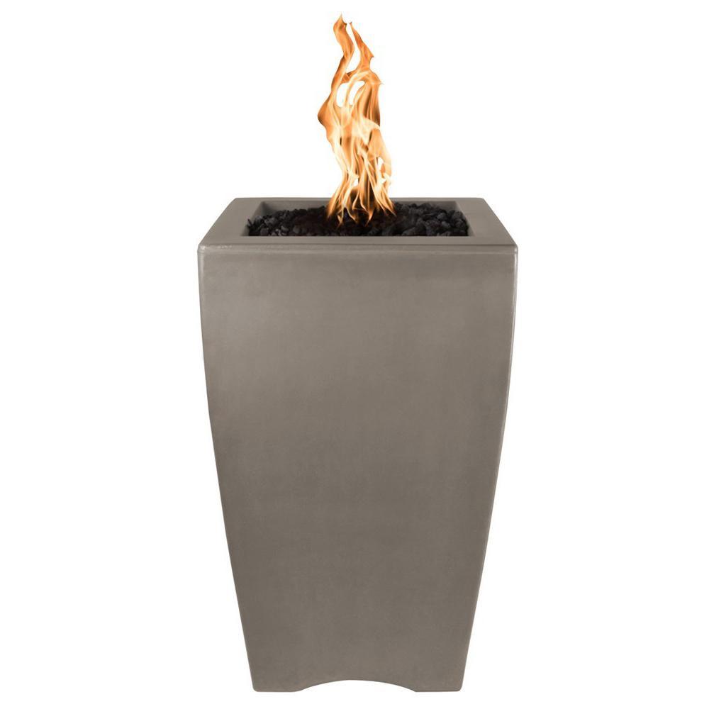 Outdoor Plus Baston Pillar 20-Inch Pillar GFRC Gas Fire Pit - Match Lit