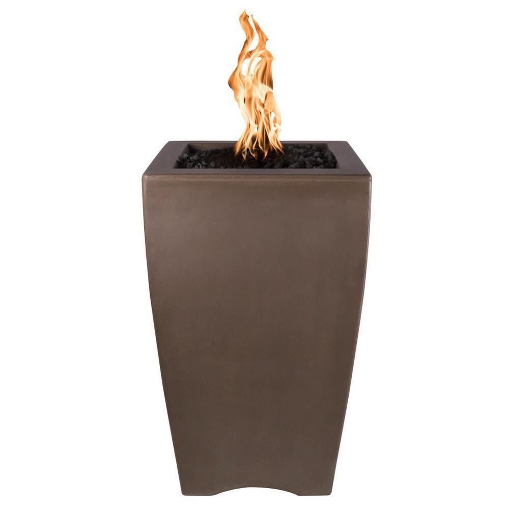 Outdoor Plus Baston Pillar 20-Inch Pillar GFRC Gas Fire Pit - Match Lit