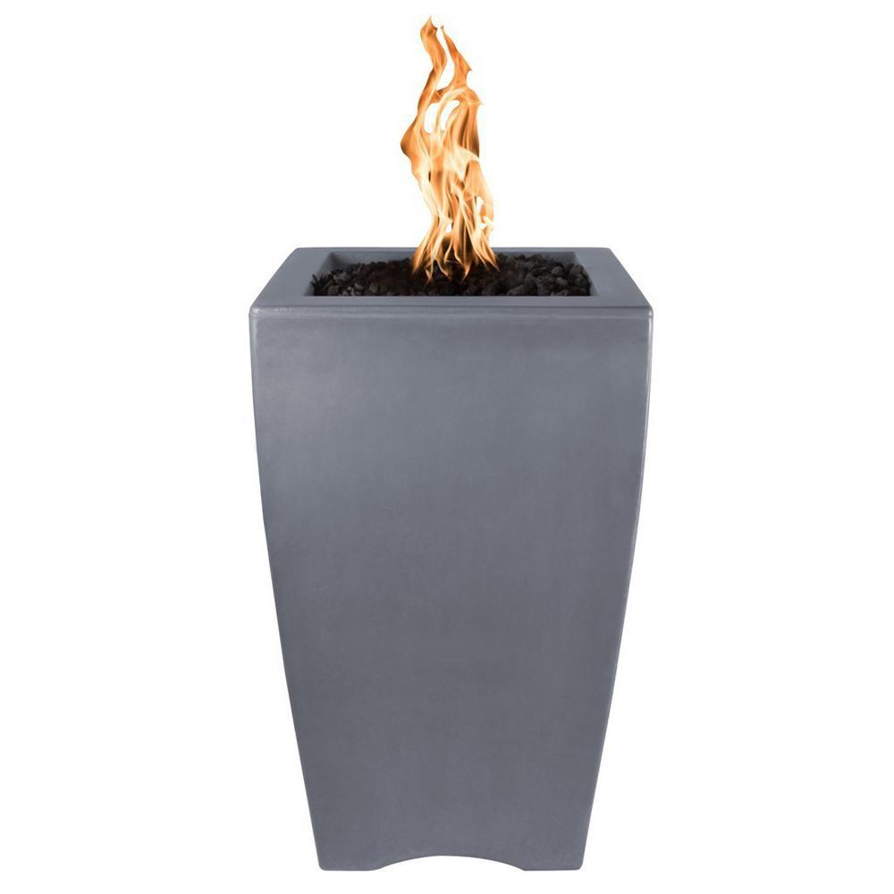 Outdoor Plus Baston Pillar 20-Inch Pillar GFRC Gas Fire Pit - Match Lit