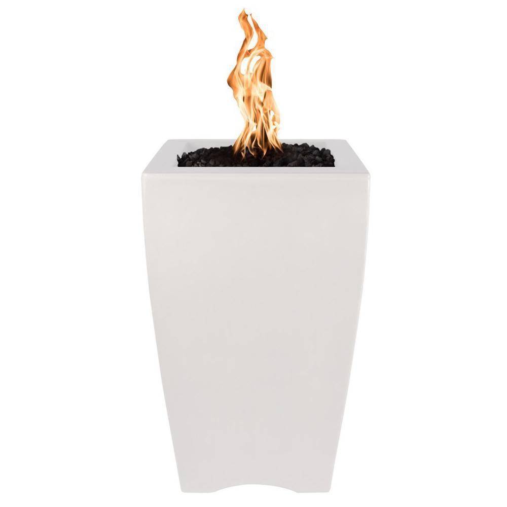 Outdoor Plus Baston Pillar 20-Inch Pillar GFRC Gas Fire Pit - Match Lit