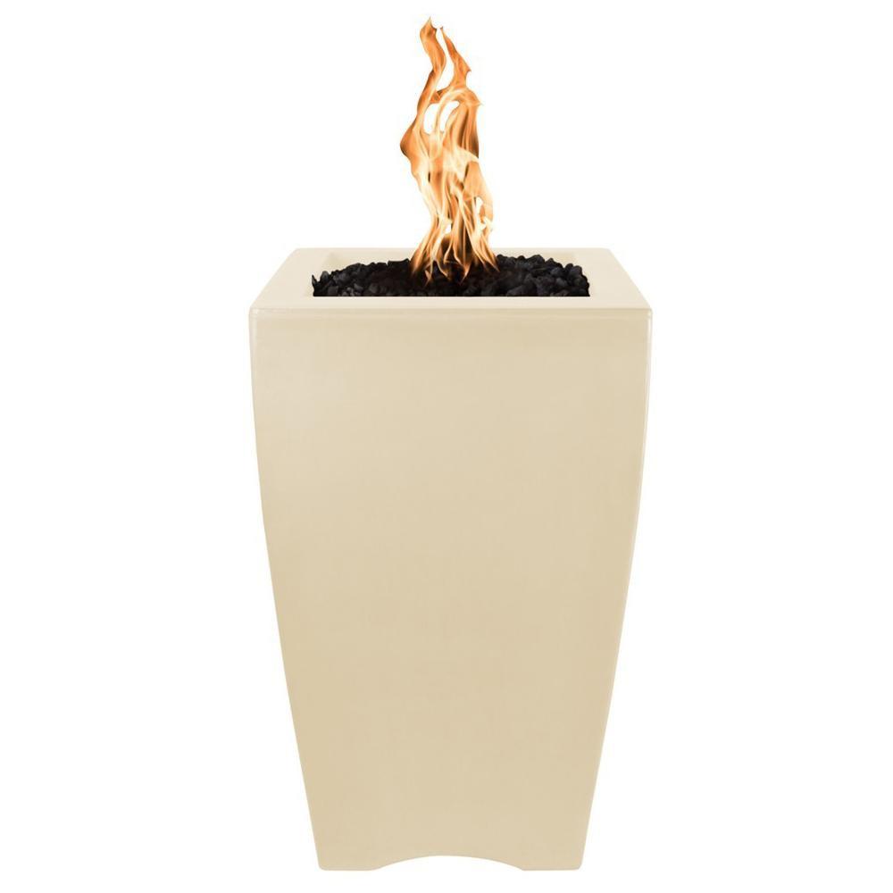 Outdoor Plus Baston Pillar 20-Inch Pillar GFRC Gas Fire Pit - Match Lit