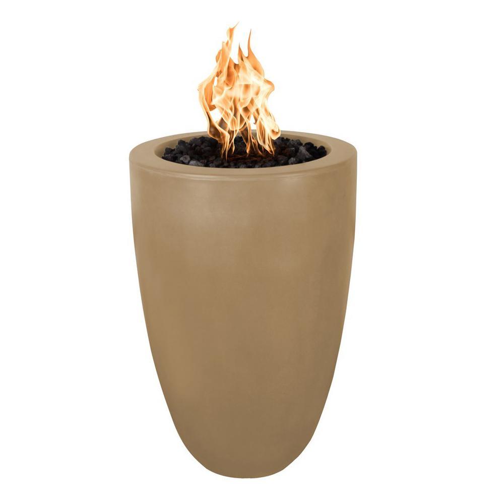 Outdoor Plus Castillo 22-Inch Pillar GFRC Gas Fire Pit - Match Lit