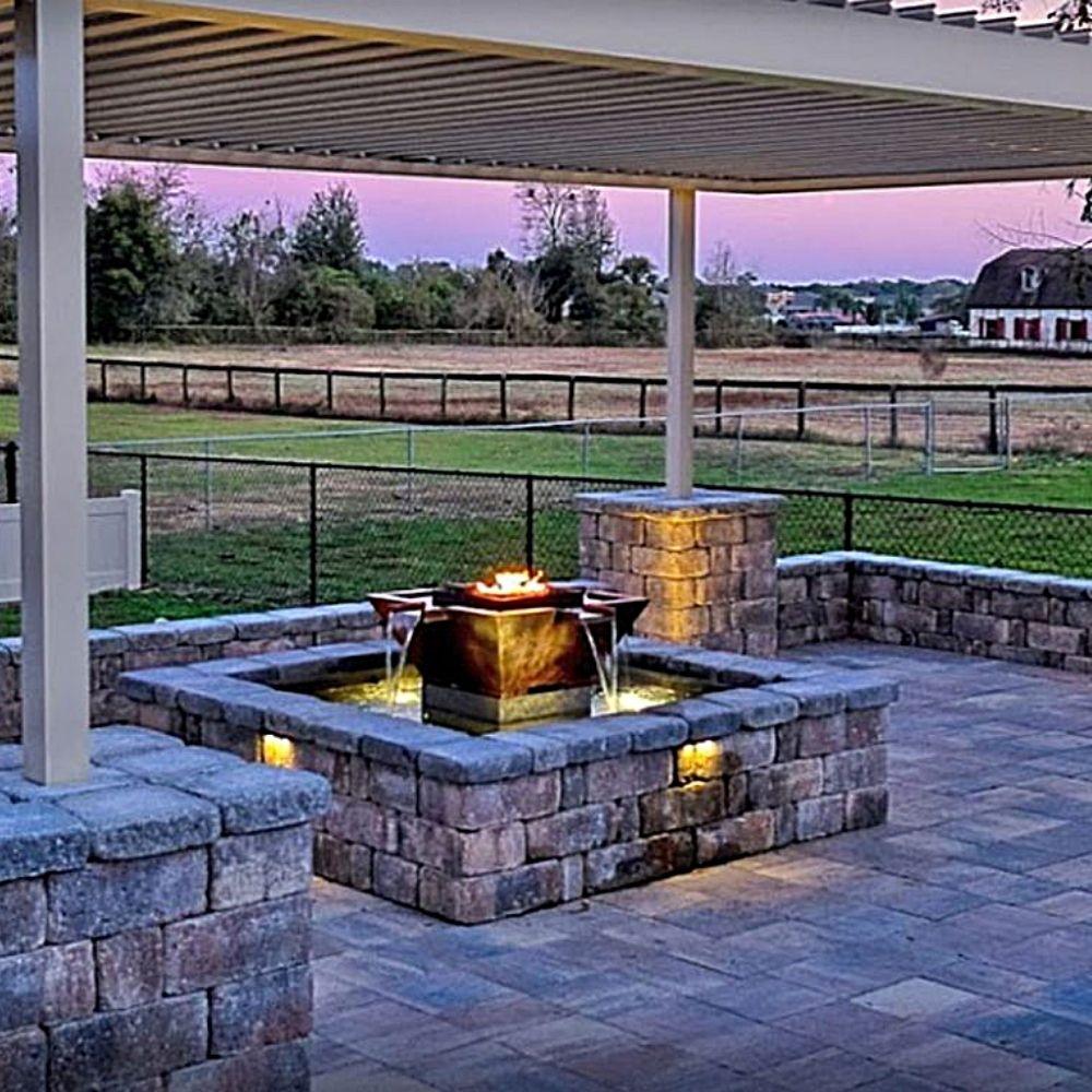 Outdoor Plus Cazo 30-Inch 4 Way Copper Gas Fire and Water Bowl - Electronic (OPT-4W30E)
