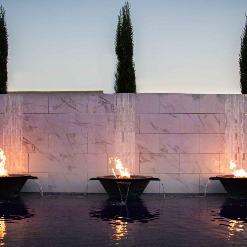Outdoor Plus Cazo 30-Inch 4 Way Copper Gas Fire and Water Bowl - Electronic (OPT-4W30E)