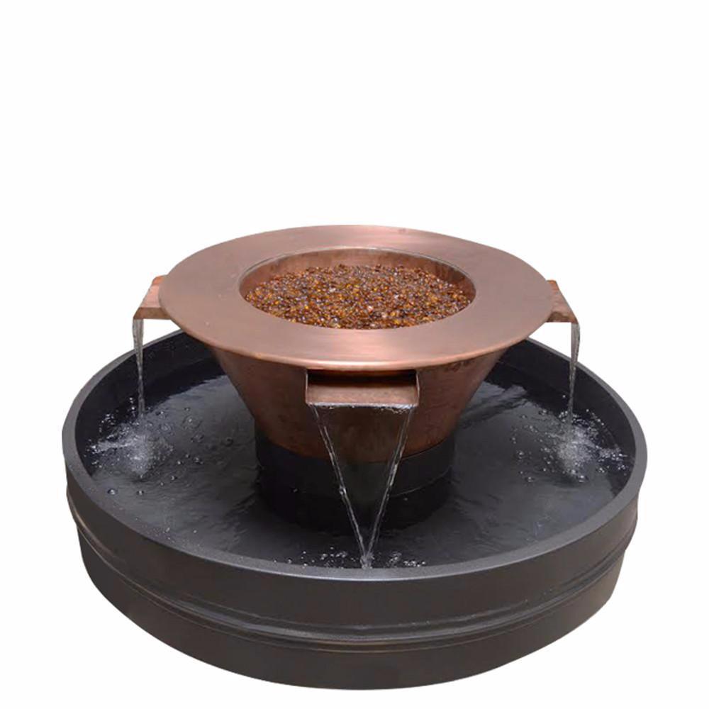 Outdoor Plus Cazo 30-Inch 4 Way Copper Gas Fire and Water Bowl - Match Lit (OPT-4W30)