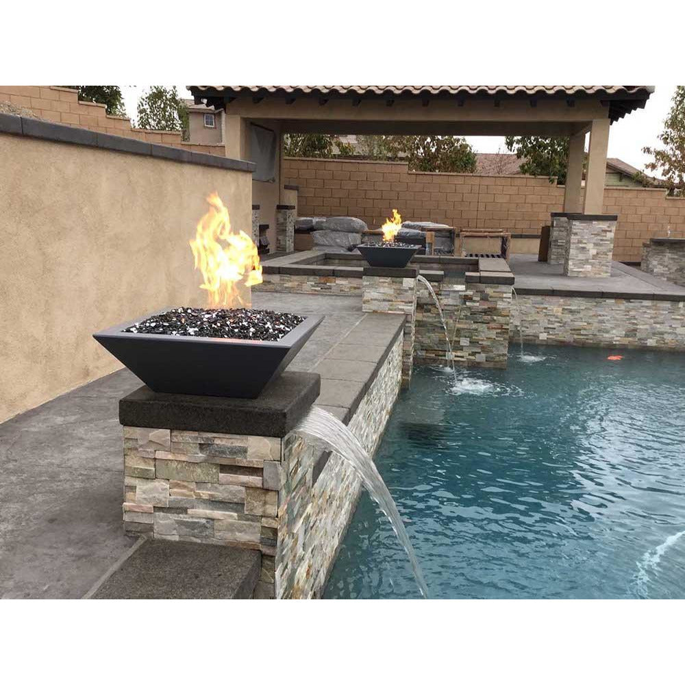 Outdoor Plus Maya 30-Inch Square Concrete Gas Fire Bowl - Match Lit (OPT-30SFO)