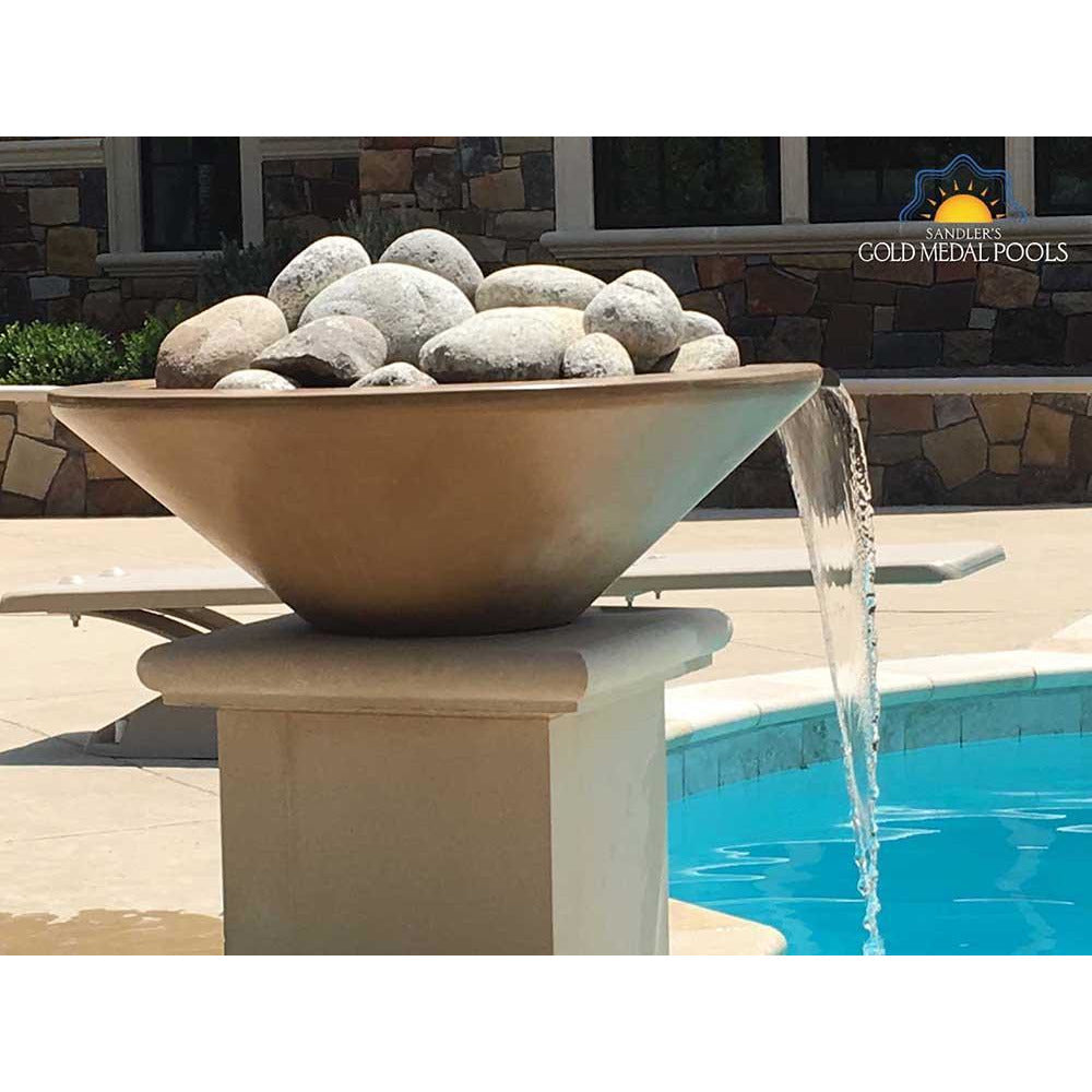 Outdoor Plus Cazo 31-Inch Round Concrete Gas Fire and Water Bowl - Match Lit (OPT-31RFW)