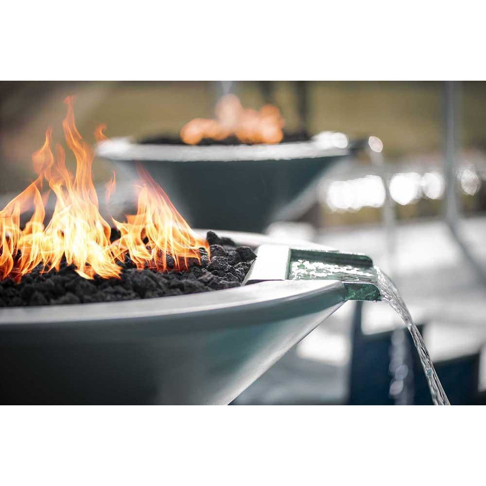 Outdoor Plus Cazo 31-Inch Round Concrete Gas Fire and Water Bowl - Match Lit (OPT-31RFW)