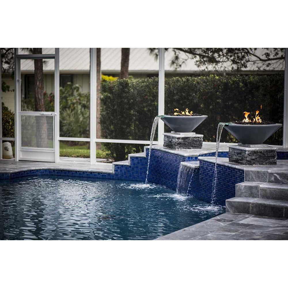 Outdoor Plus Cazo 31-Inch Round Concrete Gas Fire and Water Bowl - Match Lit (OPT-31RFW)