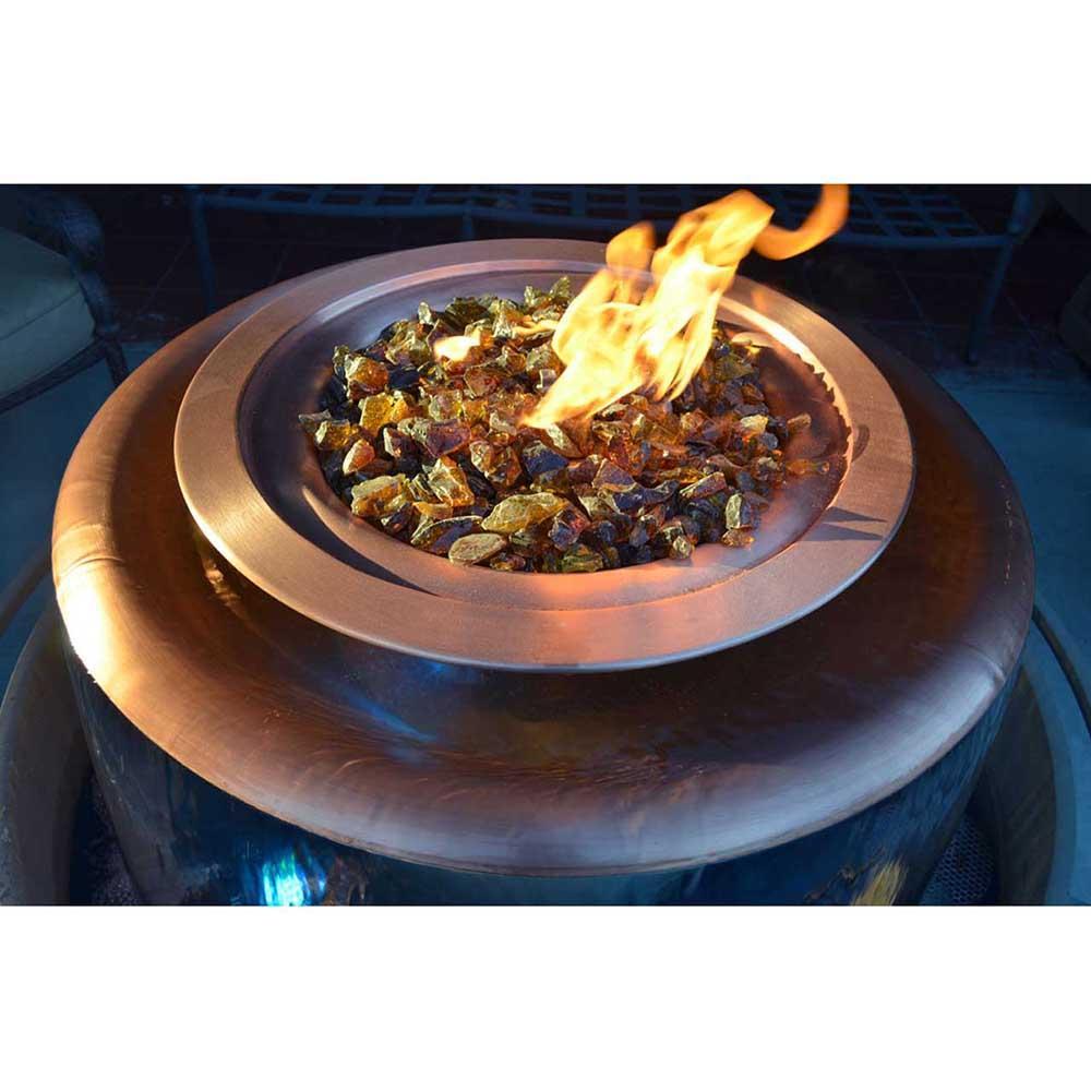 Outdoor Plus Cazo 36-Inch 360 Spillway Copper Gas Fire and Water Bowl - Electronic (OPT-36FW360E)
