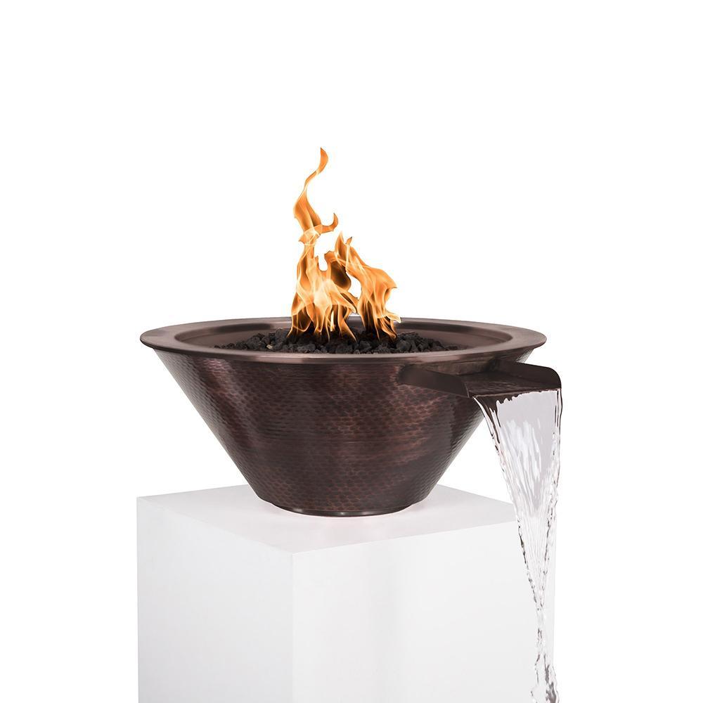 Outdoor Plus Cazo 36-Inch Round Copper Gas Fire and Water Bowl - Electronic (OPT-102-36NWCBE)