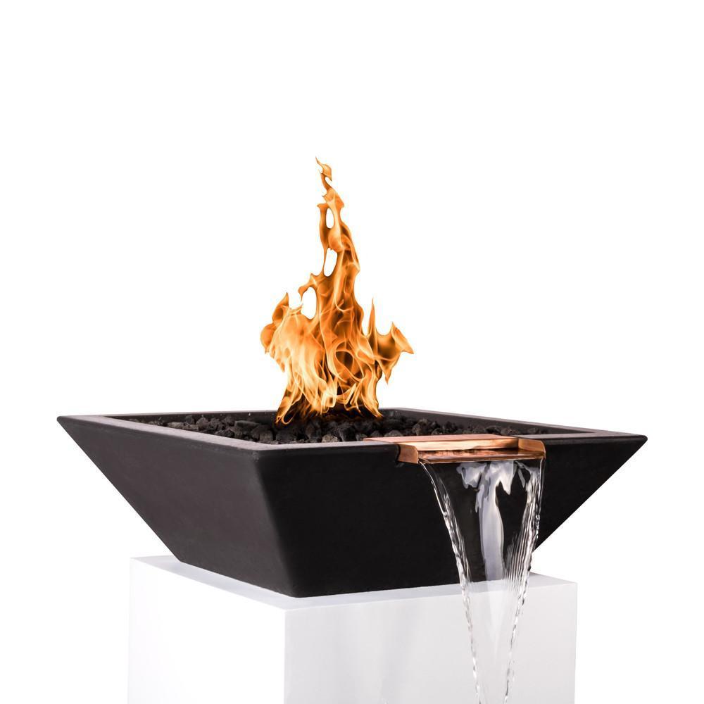 Outdoor Plus Maya 36-Inch Square Concrete Gas Fire and Water Bowl - Match Lit (OPT-36SFW)