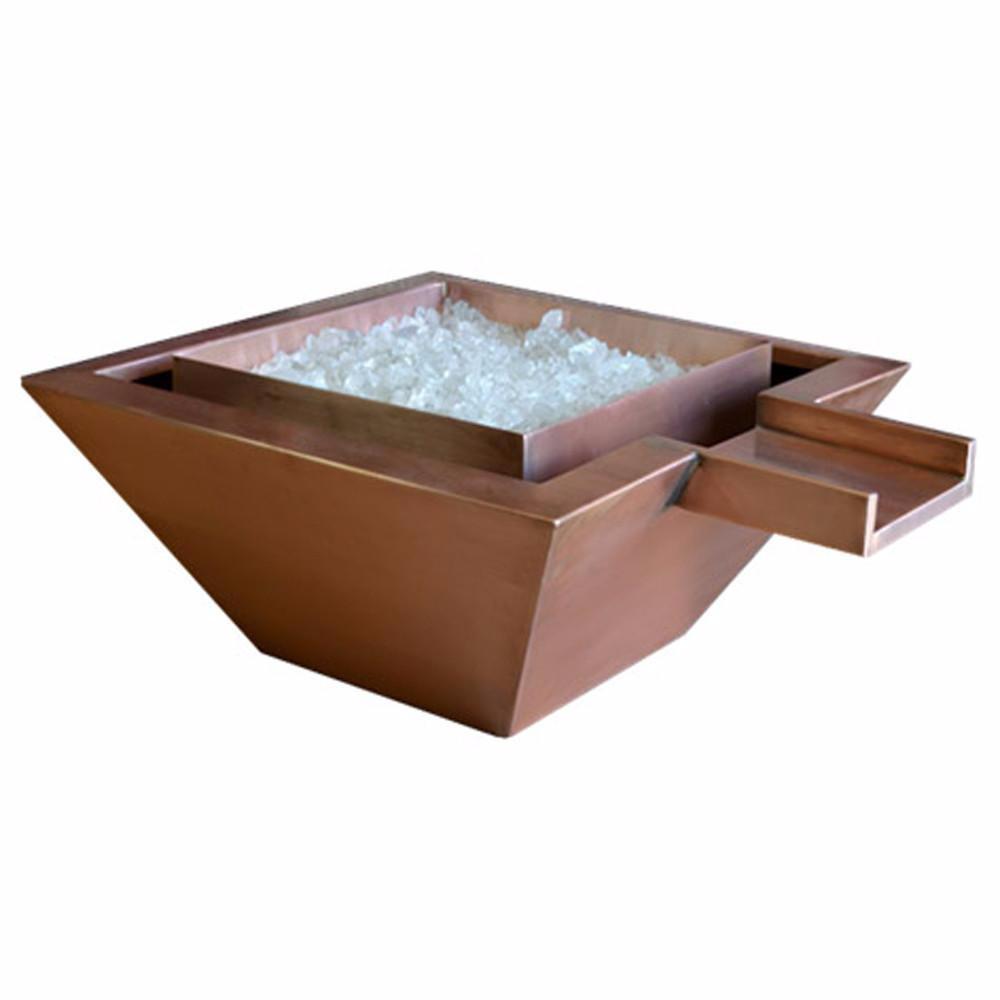 Outdoor Plus Maya 36-Inch Square Copper Gas Fire and Water Bowl - Electronic (OPT-SQ36FANDWE)