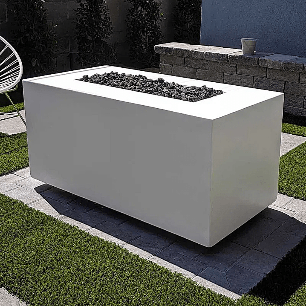 Outdoor Plus Pismo 48-Inch Rectangular GFRC Gas Fire Pit - Match Lit (OPT-2448)