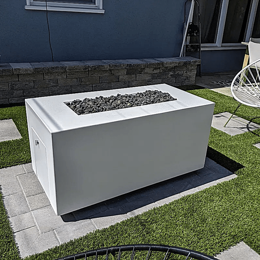 Outdoor Plus Pismo 48-Inch Rectangular GFRC Gas Fire Pit - Match Lit (OPT-2448)
