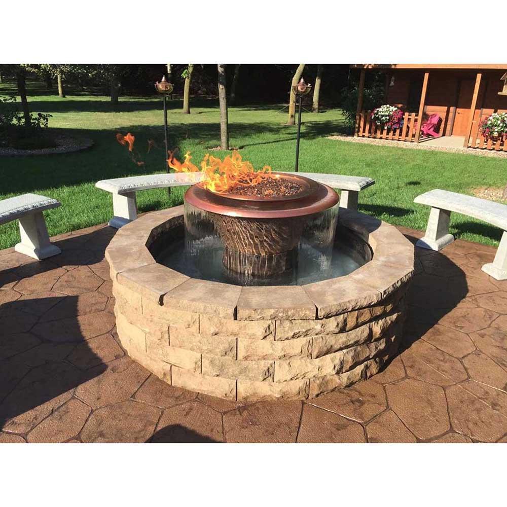 Outdoor Plus Olympian 60" 360 Spillway Copper Gas Fire and Water Bowl - Electronic (OPT-OLY60E)