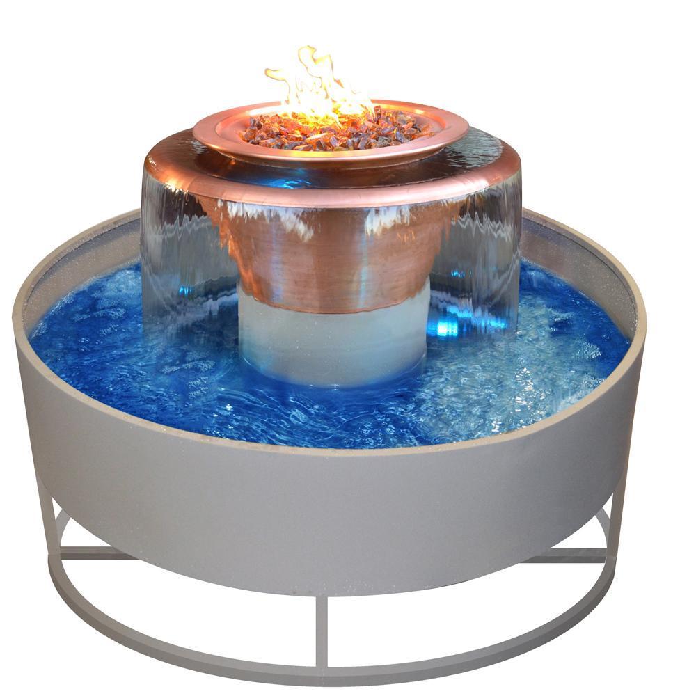 Outdoor Plus Olympian 60" 360 Spillway Copper Gas Fire and Water Bowl - Electronic (OPT-OLY60E)