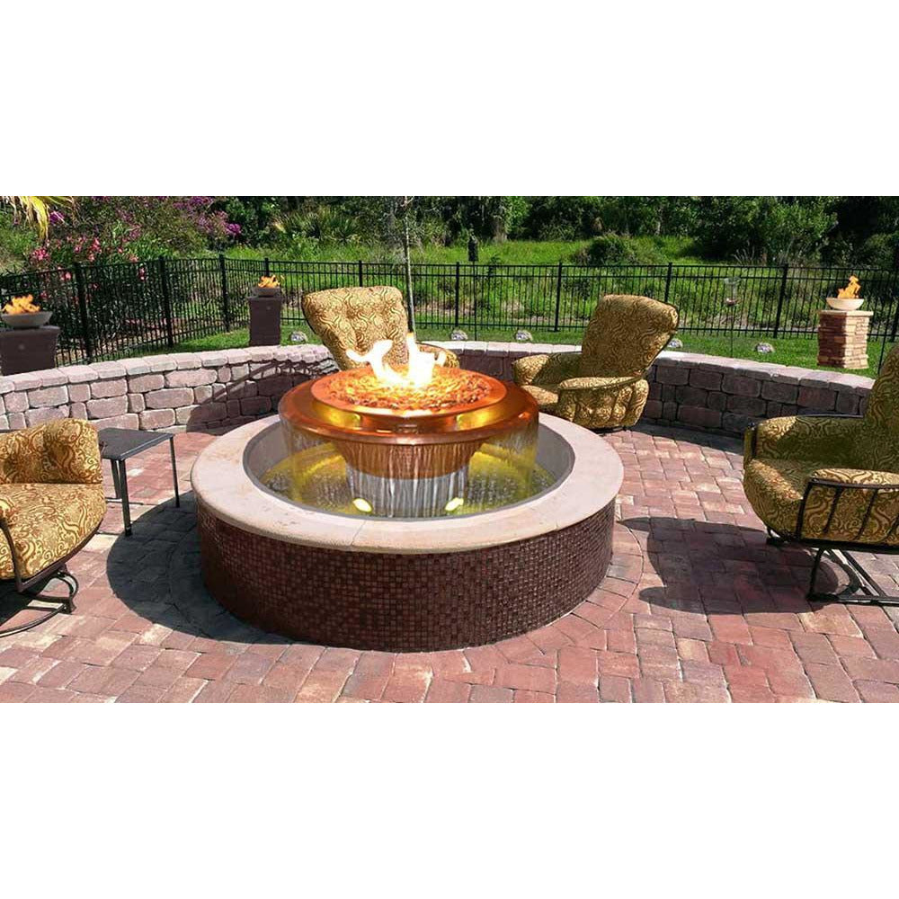 Outdoor Plus Olympian 60" 360 Spillway Copper Gas Fire and Water Bowl - Match Lit (OPT-OLY60)