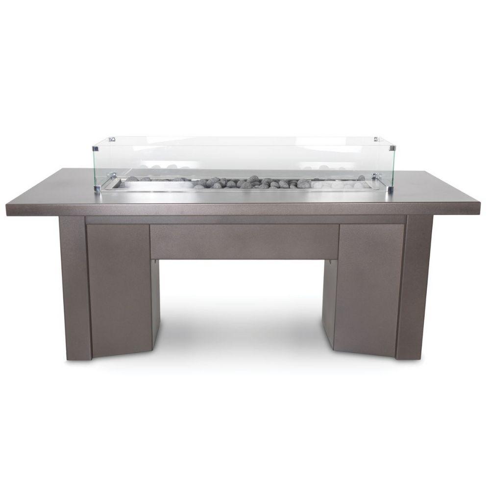 Alameda 78-Inch Rectangular Steel Gas Fire Pit Table - Flame Sense