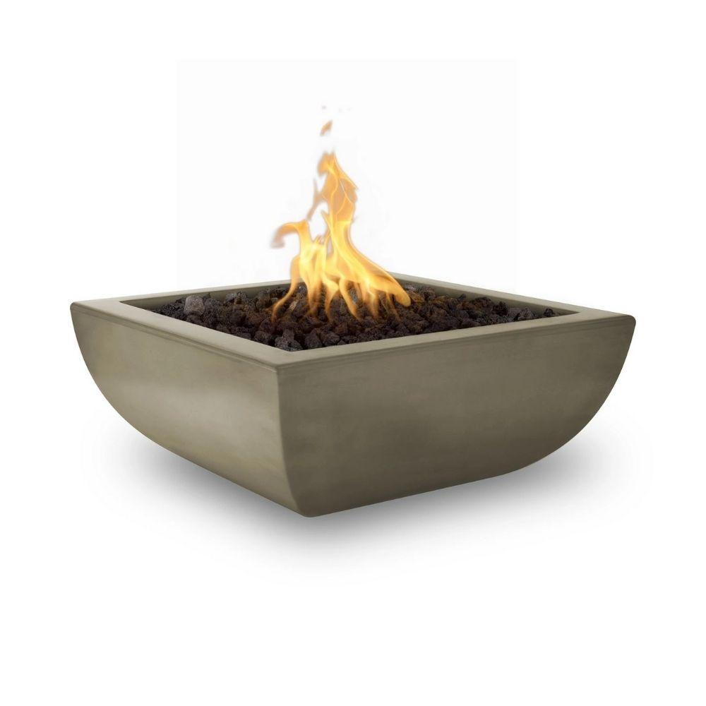 Outdoor Plus Avalon 24-Inch Square Concrete Gas Fire Bowl - Match Lit