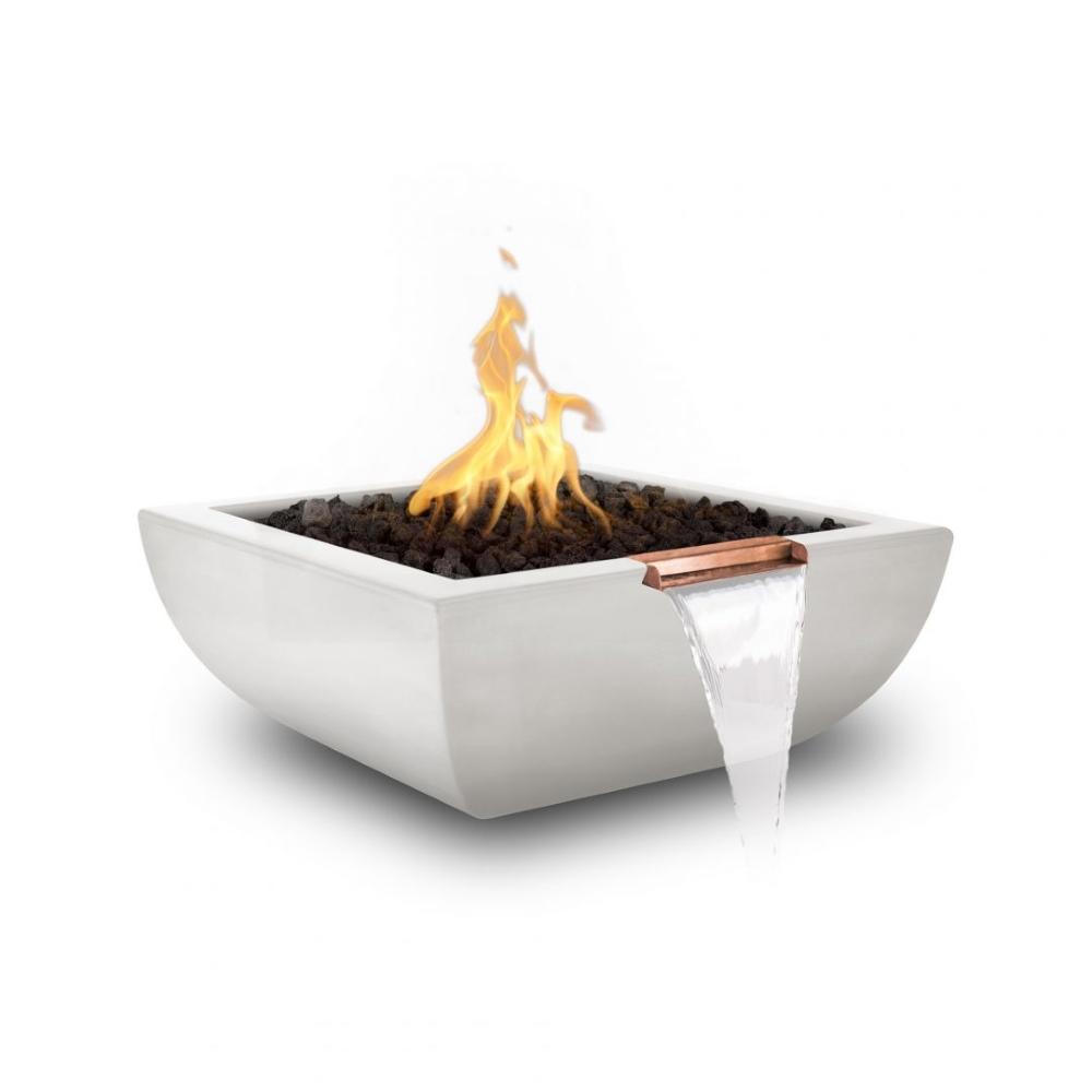 Outdoor Plus Avalon 30-Inch Square Concrete Gas Fire and Water Bowl - Match Lit