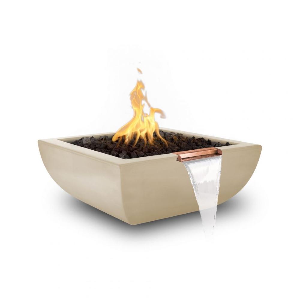 Outdoor Plus Avalon 30-Inch Square Concrete Gas Fire and Water Bowl - Match Lit