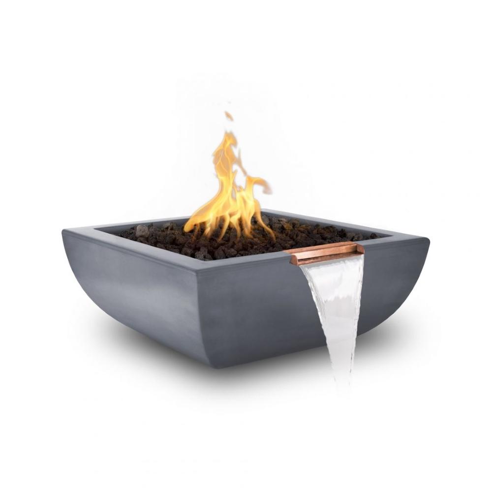 Outdoor Plus Avalon 30-Inch Square Concrete Gas Fire and Water Bowl - Match Lit