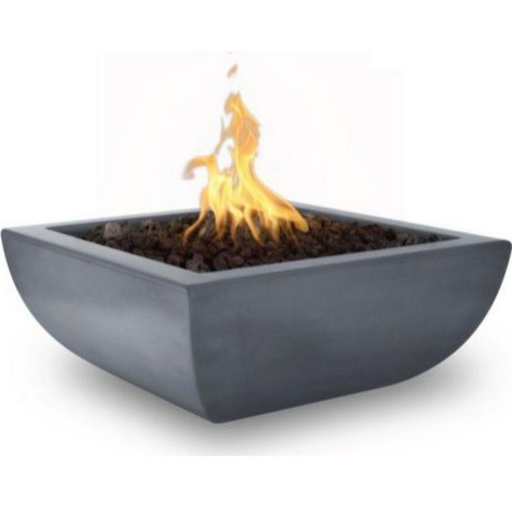 Outdoor Plus Avalon 36-Inch Square Concrete Gas Fire Bowl - Match Lit