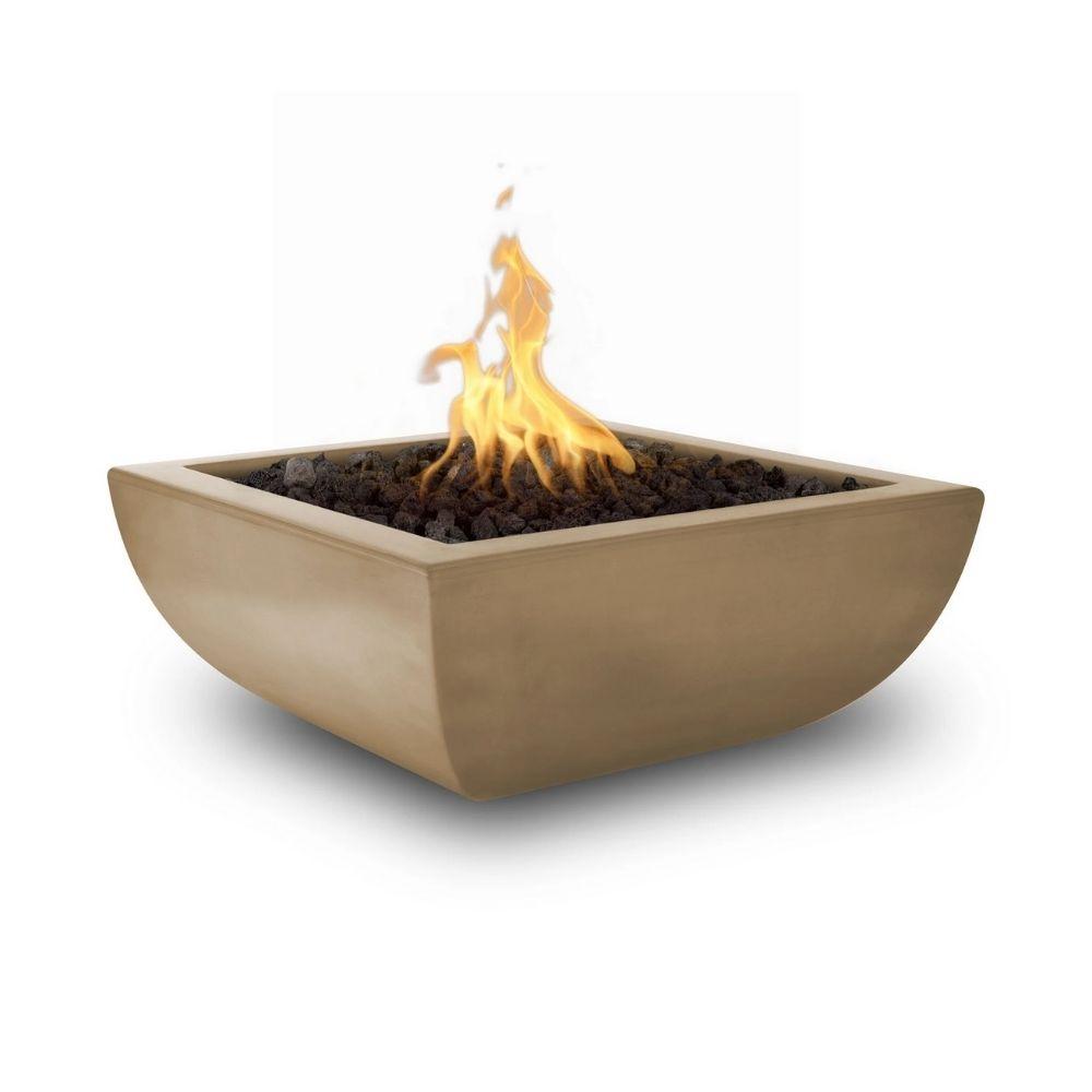 Outdoor Plus Avalon 36-Inch Square Concrete Gas Fire Bowl - Match Lit