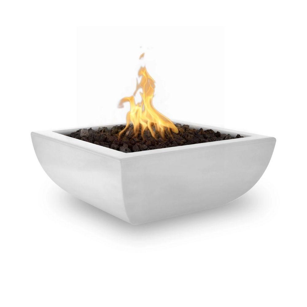 Outdoor Plus Avalon 36-Inch Square Concrete Gas Fire Bowl - Match Lit