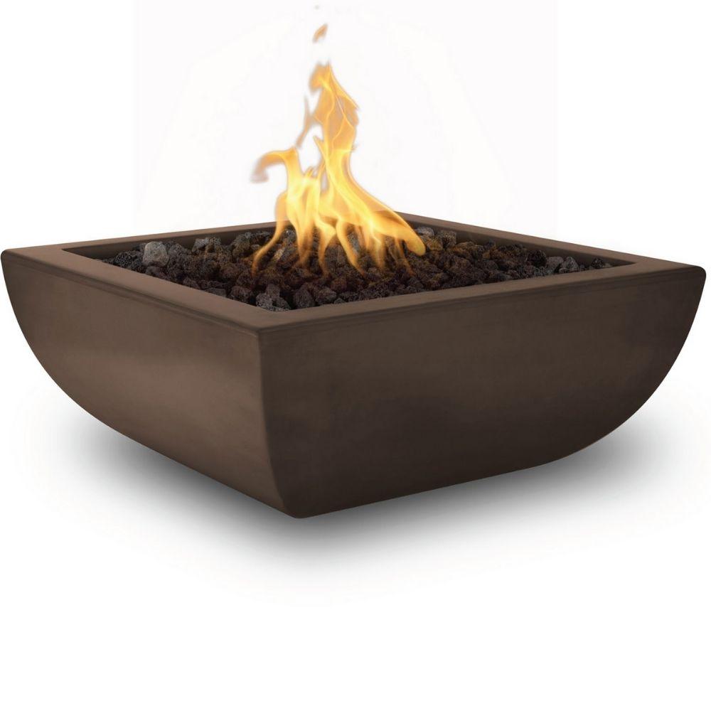 Outdoor Plus Avalon 36-Inch Square Concrete Gas Fire Bowl - Match Lit