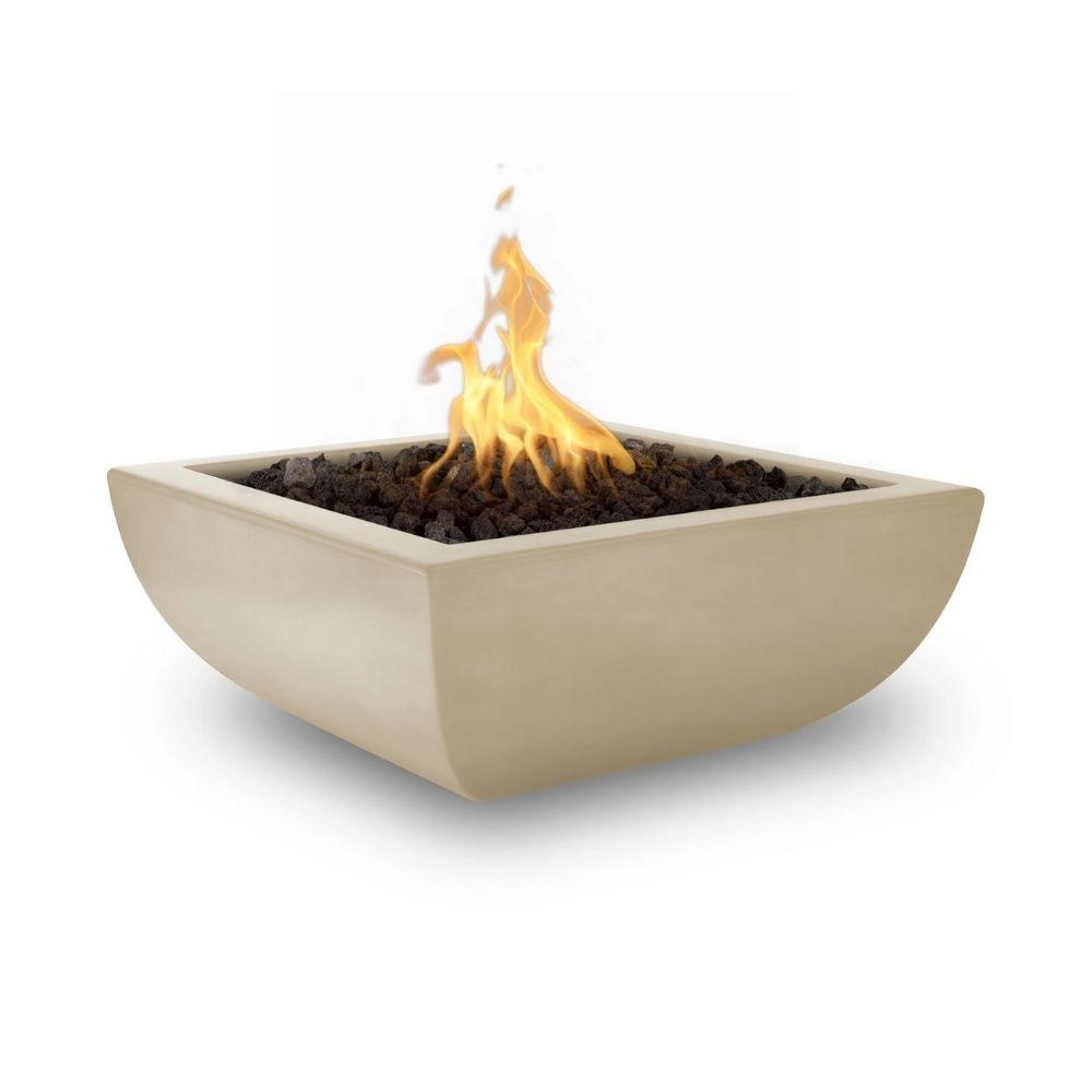Outdoor Plus Avalon 36-Inch Square Concrete Gas Fire Bowl - Match Lit