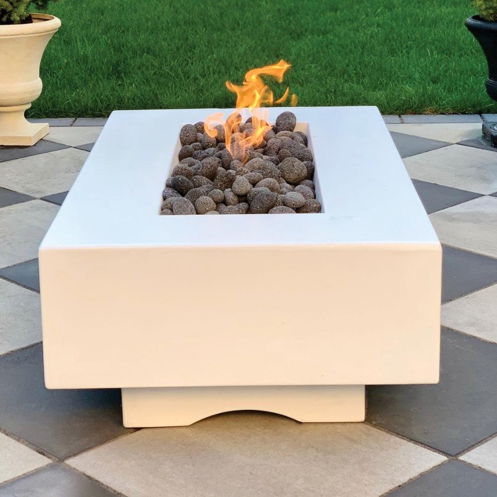 Outdoor Plus Del Mar 60-Inch Rectangular GFRC Gas Fire Pit - Match Lit