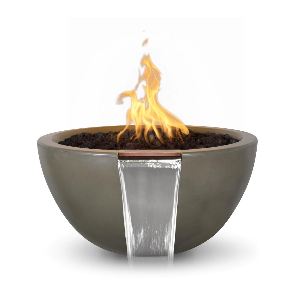 Outdoor Plus Luna Round Concrete Gas Fire and Water Bowl - Electronic