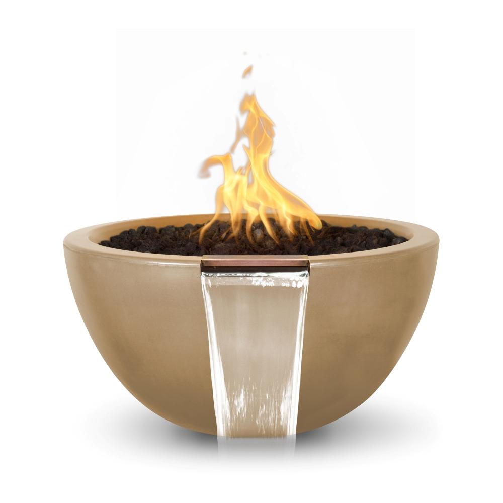 Outdoor Plus Luna Round Concrete Gas Fire and Water Bowl - Electronic