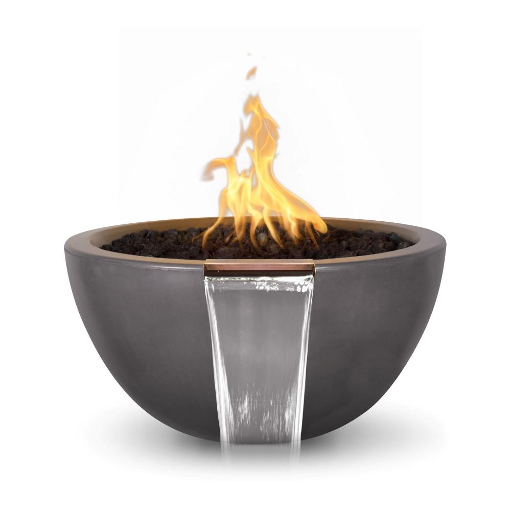 Outdoor Plus Luna Round Concrete Gas Fire and Water Bowl - Electronic